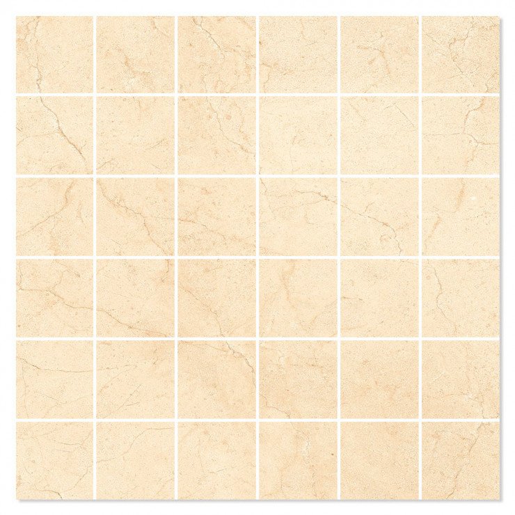 Marmor Mosaik Klinker Lucena Beige Polerad 30x30 (5x5) cm-0
